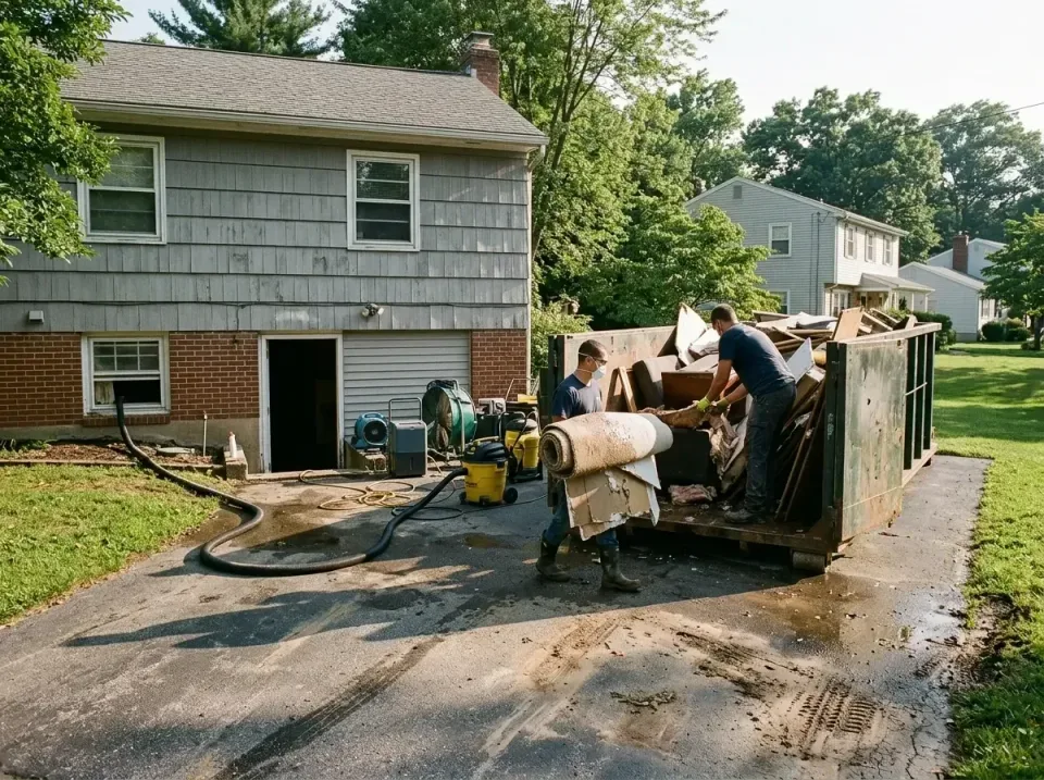 Roll-off Dumpster — Basement Flood Cleanup
